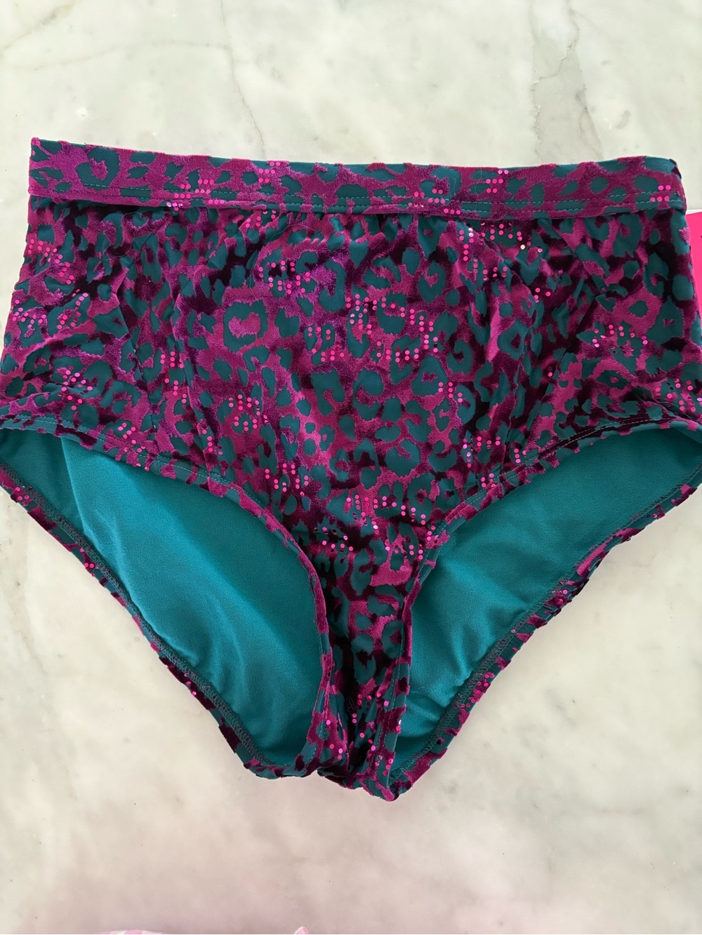 Betsey Johnson Pink and Teal Leopard Sequin Clutch